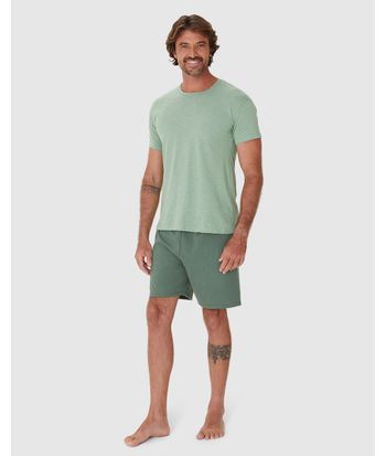 Pijama Masculino Camiseta Gola Redonda Manga Curta Em Algodão