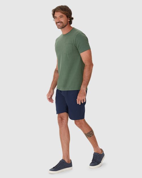 Camiseta Masculina Manga Curta Bolso Frontal Em Algodão
