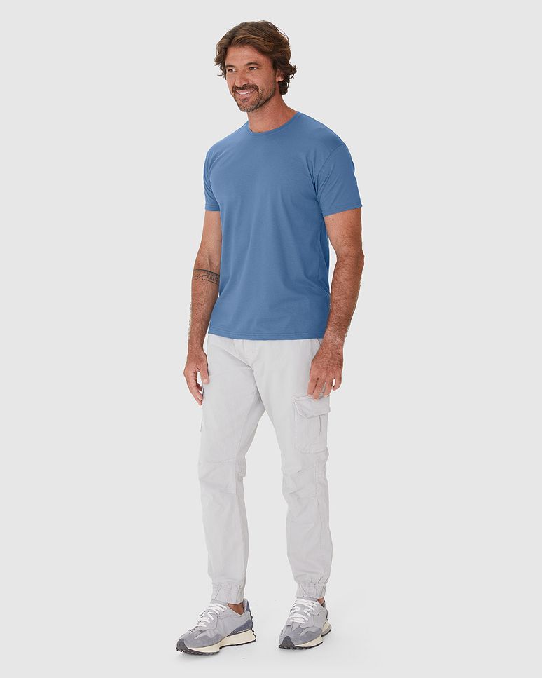 Camiseta Básica Masculina Decote Redondo Manga Curta Em Algodão Pima