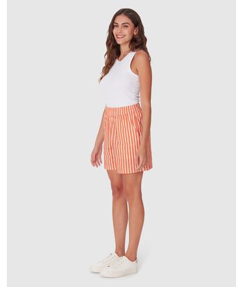 Shorts Feminino Cós Elástico Bolso Embutido Em Tricoline Com Elastano