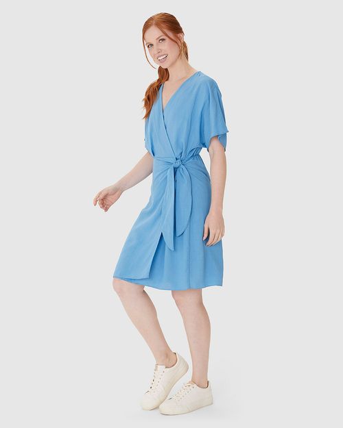 Vestido Feminino Transpassado Decote V Em Viscolinho