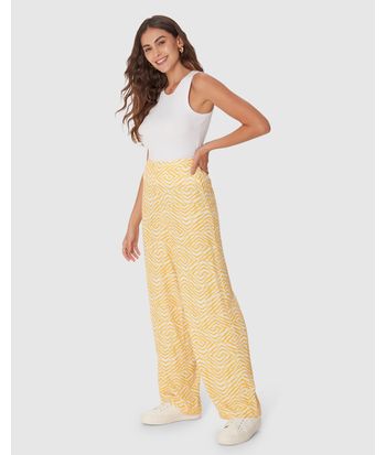 Calça Reta Feminina Cintura Alta Em Viscose