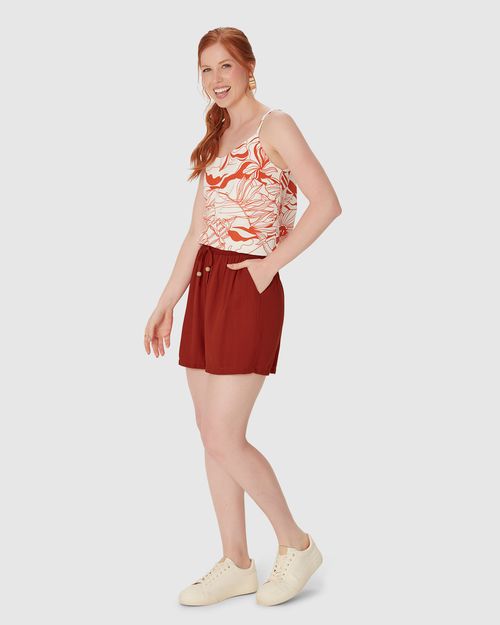 Shorts Clochard Feminino Cordão Frontal Em Viscose