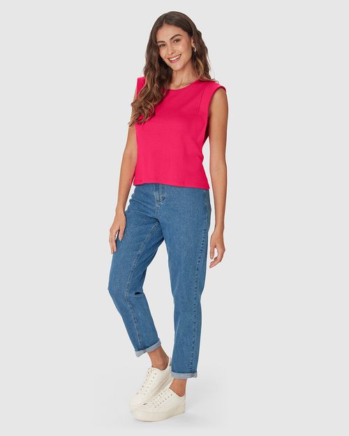 Regata Feminina Muscle Tee Decote Redondo Em Algodão