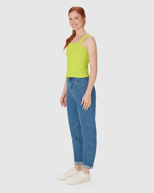 Regata Cropped Feminina Decote Quadrado Em Algodão