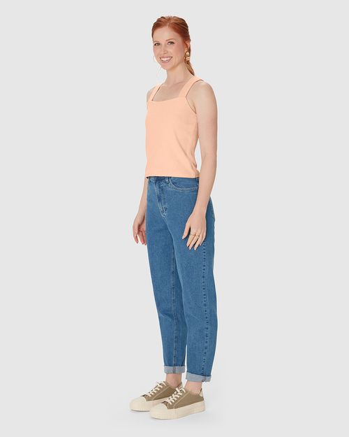 Regata Cropped Feminina Decote Quadrado Em Algodão