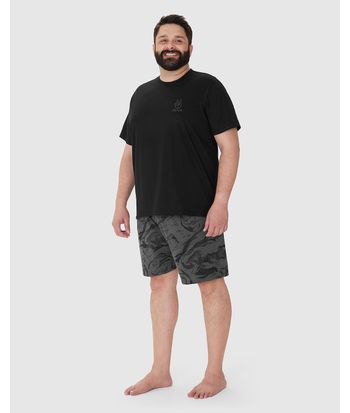 Pijama Masculino Plus Size Camiseta Manga Curta Em Algodão