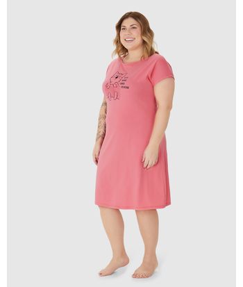 Camisola Feminina Plus Size Estampa Frontal Em Algodão