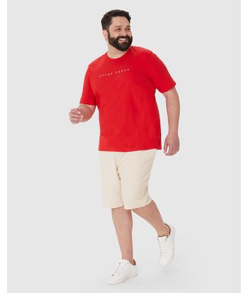 Camiseta Masculina Plus Size Decote Redondo Estampa Frontal Em Algodão