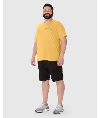 Camiseta Masculina Plus Size Decote Redondo Estampa Frontal Em Algodão