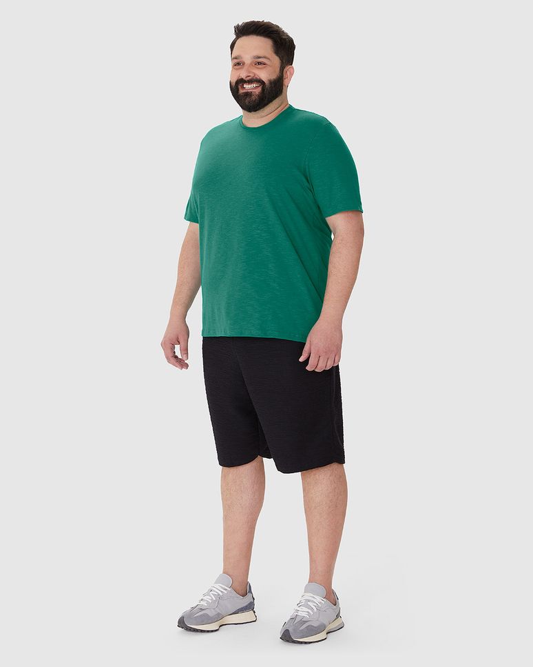 Camiseta Masculina Plus Size Em Malha Algodão Texturizada