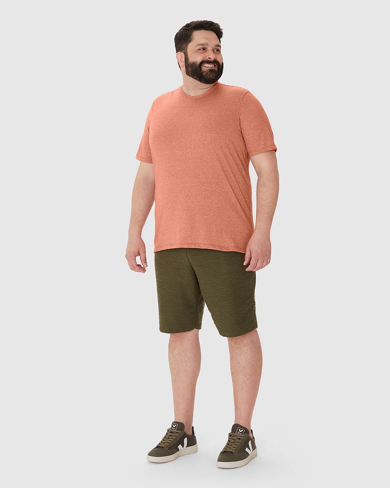 Camiseta Masculina Plus Size Em Malha Algodão Texturizada