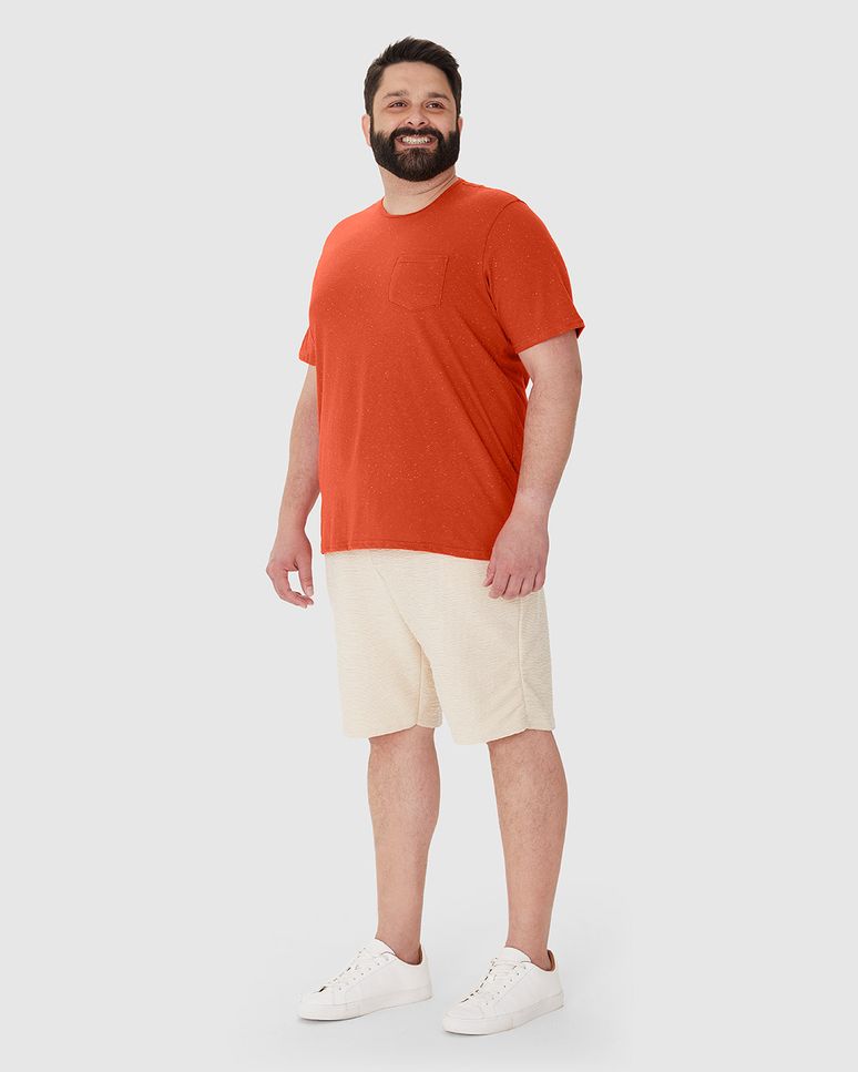 Camiseta Masculina Plus Size Bolso Frontal Em Malha Botonê