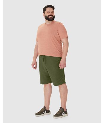 Bermuda Masculina Plus Size Cós Elástico Em Moletom Texturizado