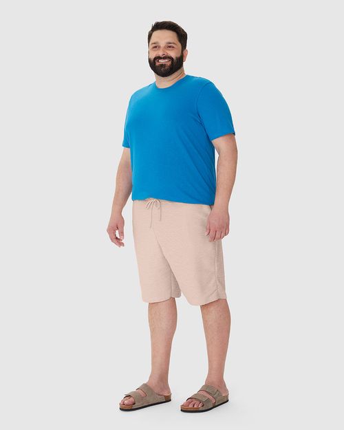 Bermuda Masculina Plus Size Cós Elástico Em Moletom Texturizado