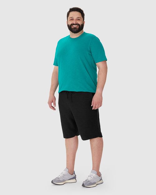 Bermuda Masculina Plus Size Cós Elástico Em Moletom Texturizado