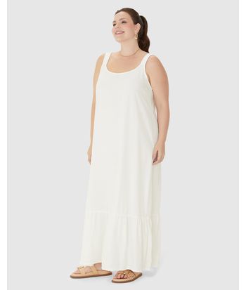 Vestido Midi Feminino Plus Size Alça Com Elástico Em Viscose