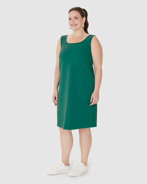 Vestido Feminino Plus Size Decote U Sem Manga Em Malha Canelada Gorgurinho