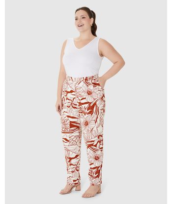 Calça Feminina Plus Size Jogger Bolso Faca Em Viscose Sarjada
