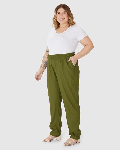 Calça Feminina Plus Size Jogger Bolso Faca Em Viscose Sarjada