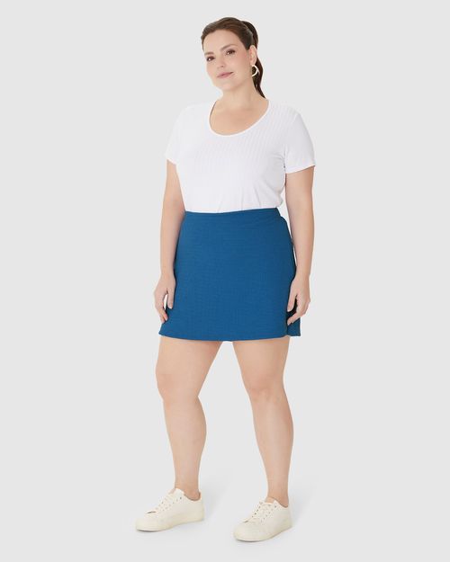 Shorts Saia Feminino Plus Size Em Malha Jacquard Lurex