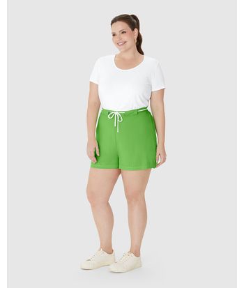 Shorts Feminino Plus Size Cadarço Frontal Em Viscose
