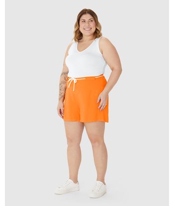Shorts Feminino Plus Size Cadarço Frontal Em Viscose