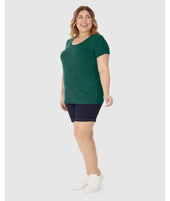 Blusa Feminina Plus Size Decote Redondo Em Malha Viscose Canelada