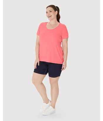 Blusa Feminina Plus Size Decote Redondo Em Malha Viscose Canelada