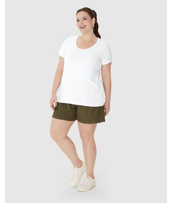 Blusa Feminina Plus Size Decote Redondo Em Malha Viscose Canelada