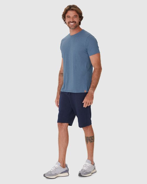 Camiseta Masculina Gola Redonda Manga Curta Em Mix Malha Diferenciada