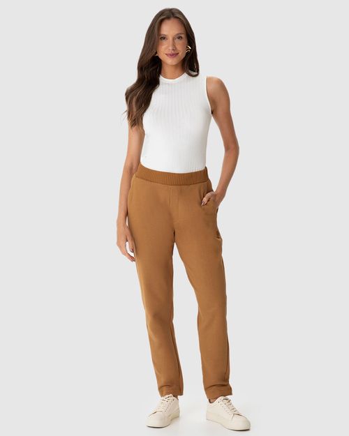 Calça Feminina Carrot Bolso Faca Em Moletom Linho