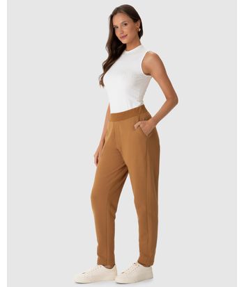 Calça Feminina Carrot Bolso Faca Em Moletom Linho