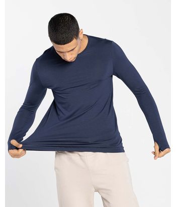 Camiseta Masculina Manga Longa Abertura Para Dedo Tecnológica Modal - BASICAMENTE