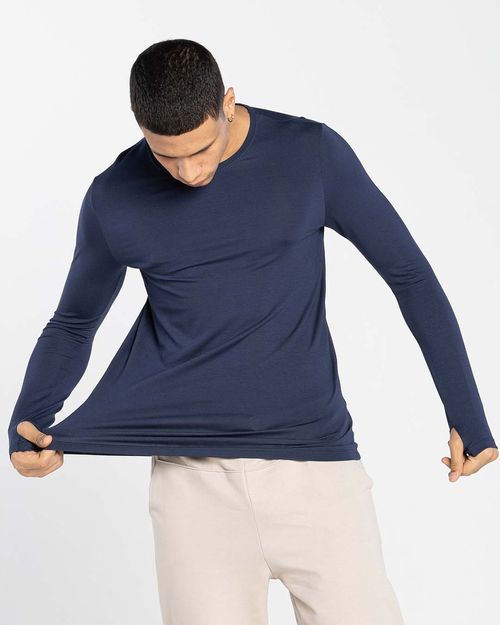 Camiseta Masculina Manga Longa Abertura Para Dedo Tecnológica Modal - BASICAMENTE