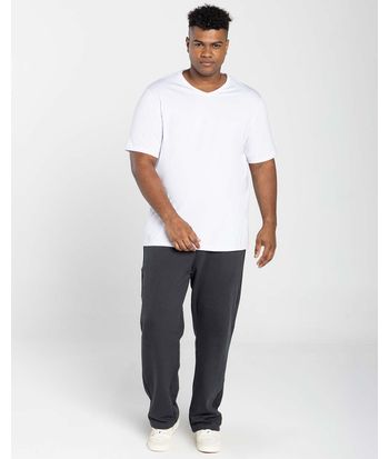 Camiseta Masculina Plus Size Gola V Tecnológica Anti Odor Em Algodão - BASICAMENTE