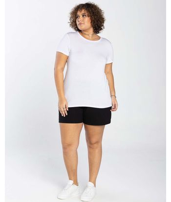 Camiseta Feminina Plus Size Gola Redonda Tecnológica Modal - BASICAMENTE