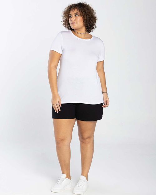 Camiseta Feminina Plus Size Gola Redonda Tecnológica Modal - BASICAMENTE
