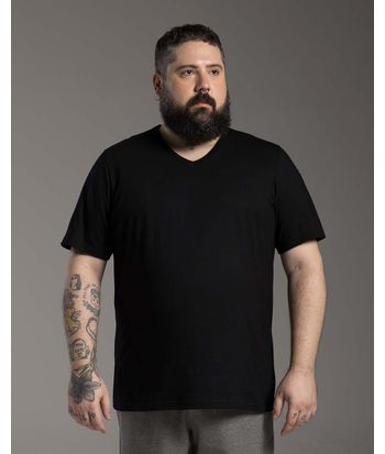 Camiseta Masculina Plus Size Gola V Tecnológica Impermeável - BASICAMENTE