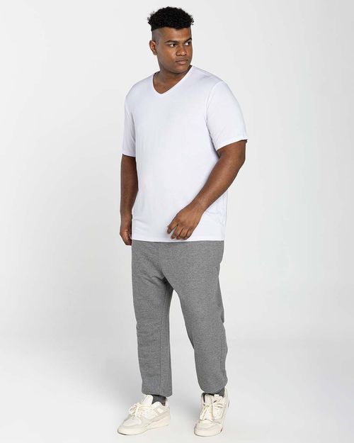 Camiseta Masculina Plus Size Gola V Tecnológica Modal - BASICAMENTE
