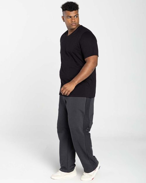 Camiseta Masculina Plus Size Gola V Tecnológica Anti Odor Em Algodão - BASICAMENTE