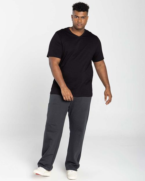 Camiseta Masculina Plus Size Gola V Tecnológica Anti Odor Em Algodão - BASICAMENTE