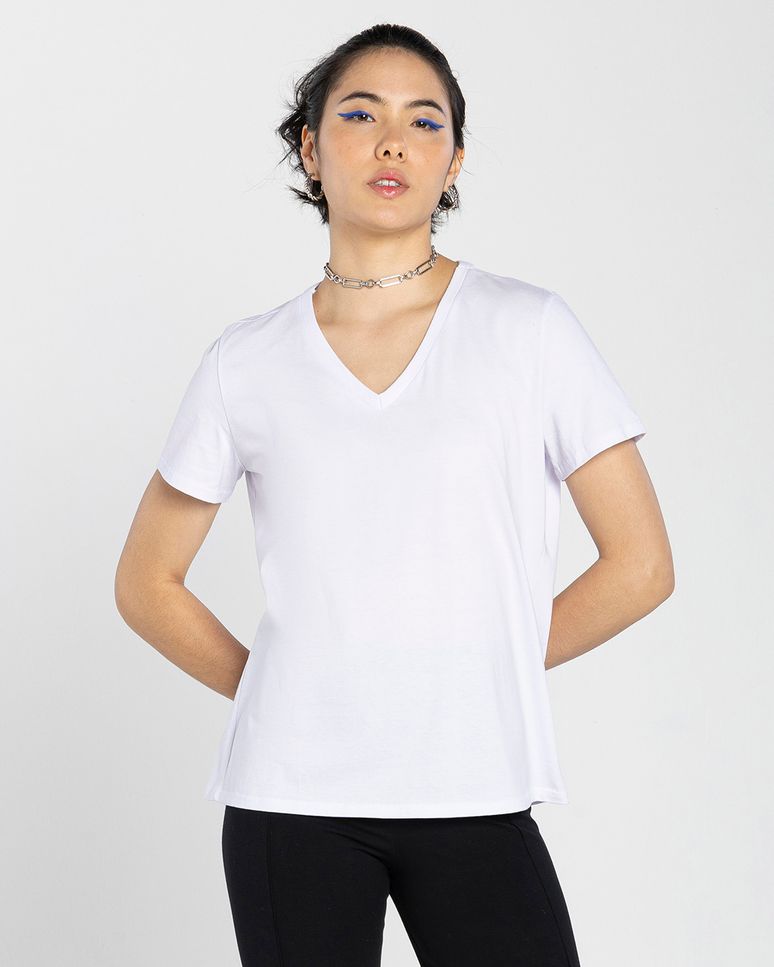Camiseta Feminina Gola V Tecnológica Impermeável - BASICAMENTE