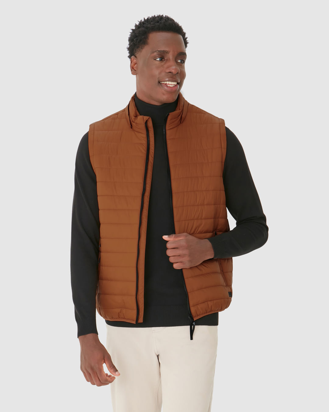 Jaqueta Puffer Masculina Manga E Capuz Removíveis Em Nylon