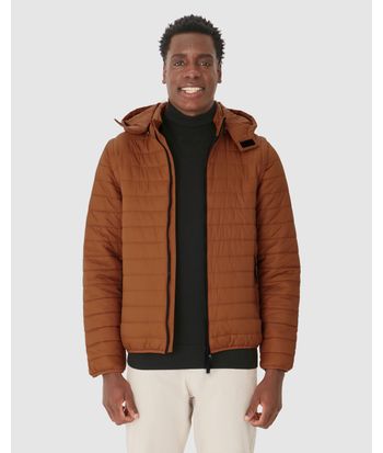 Jaqueta Puffer Masculina Manga E Capuz Removíveis Em Nylon