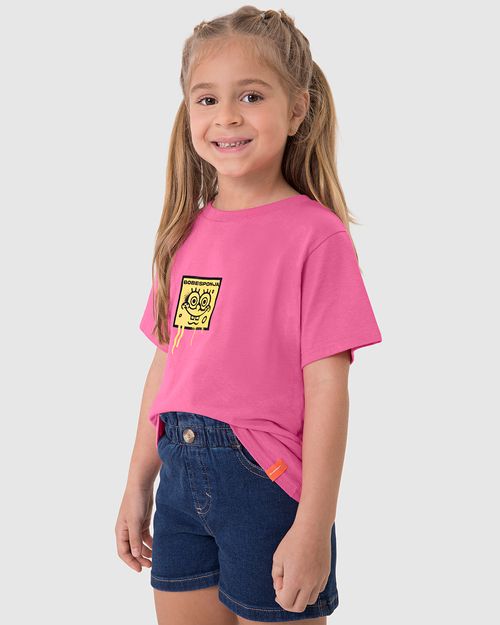 Camiseta Infantil Menina Bob Esponja Em Algodão Malwee Kids