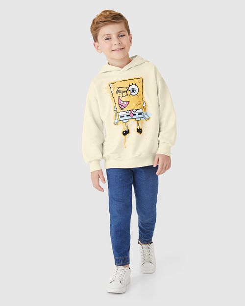 Blusão Infantil Unissex Estampa Bob Esponja Em Moletom Malwee Kids