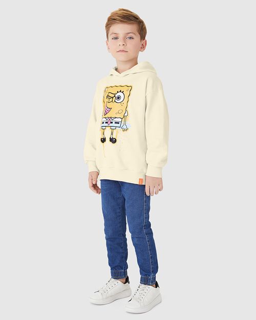 Blusão Infantil Unissex Estampa Bob Esponja Em Moletom Malwee Kids
