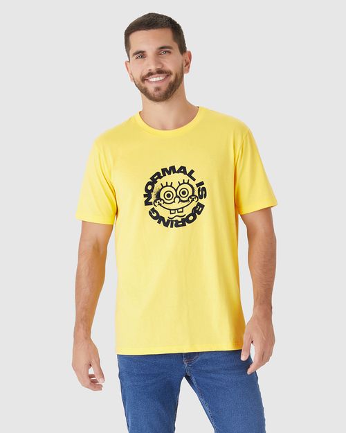 Camiseta Masculina Normal Is Boring Bob Esponja Em Algodão