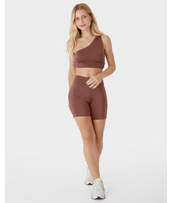 Top Strappy Esportivo Assimétrico Em Malha Brilho Com Proteção UV50+ - ENFIM